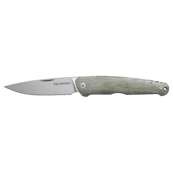 VIPER, KEY, FOLD. KNIFE, M390 BOHLER SATIN bld, LINER W.NR.1.4034, FILEWORK ROUNDED SPRING, LINERS/GREEN CANVAS MICARTA/SHEATH