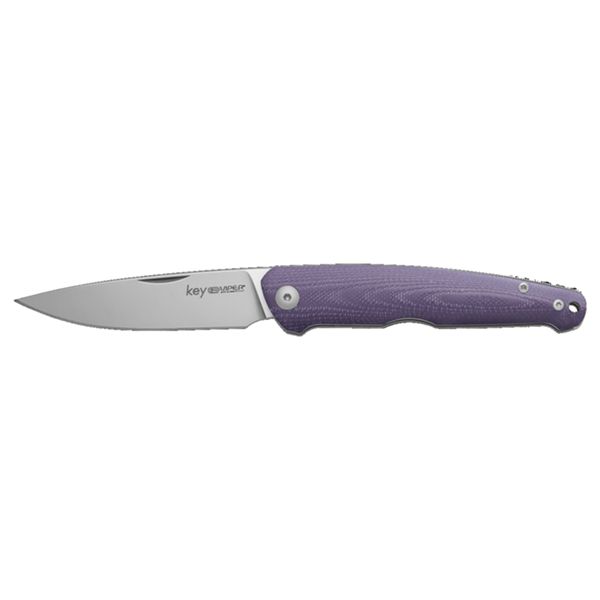 VIPER, KEY, FOLD. KNIFE, M390 BOHLER SATIN bld, LINER W.NR.1.4034, FILEWORK ROUNDED SPRING, LINERS/PURPLE G10/SHEATH