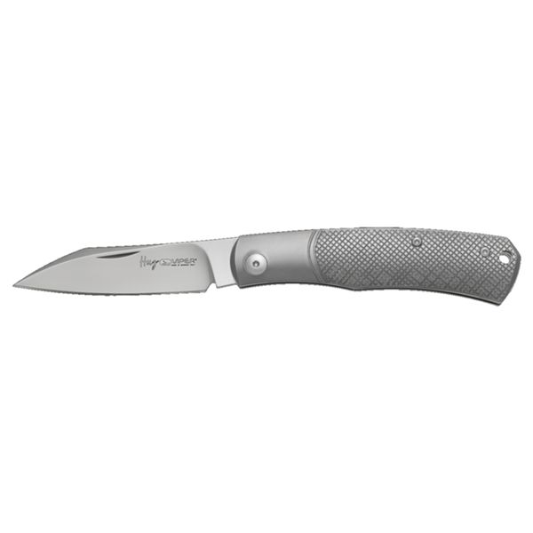 VIPER, HUG, BOHLER M390 SATIN bld, ROUNDED STEEL SPRING W.NR.1.4034, TITANIUM / GEOMETRIC/SHEATH