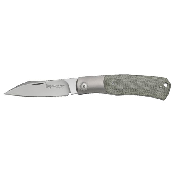 VIPER, HUG, BOHLER M390 SATIN bld, FULL TITANIUM GR5/ ONE BOLSTER, ROUNDED STEEL SPRING W.NR.1.4034,GREEN CANVAS/SHEATH