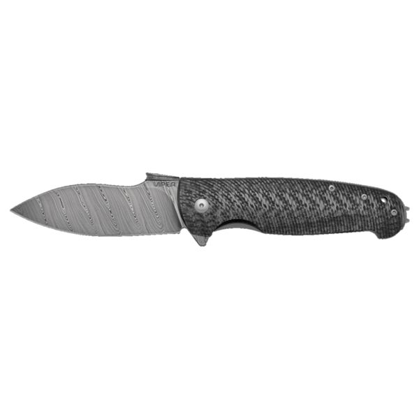 VIPER, ITALO, FOLD. KNIFE, SSCT STAINLESS DAMASCUS bld, CARBON FIBER hdl, LINER LOCK SPACER, BEARING SYSTEM