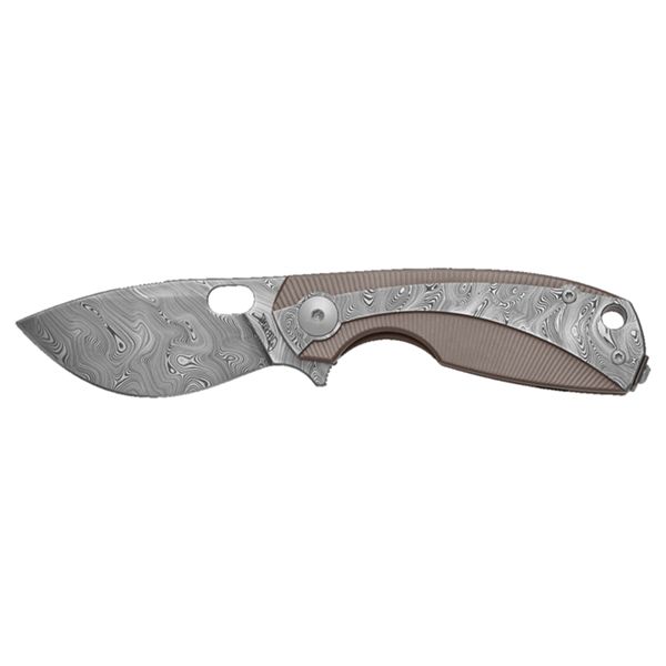 VIPER, LILLE, FOLD. KNIFE, BJORK TWIST DAMASCO bld, BRONZE TITANIUM/BJORK TWIST DAMAS hdl, BRONZE TITANIUM SPACER, WOODEN PREMIUN CASE /TITANIUM CLIP