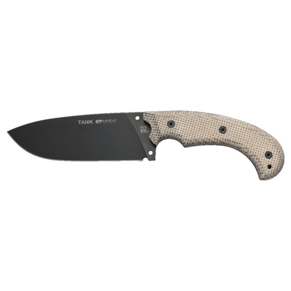 VIPER, TANK, KNIFE, AISI D2 BLACK ASPIS COATING bld, BROWN CANVAS MICARTA hdl, CORDURA® SHEATH