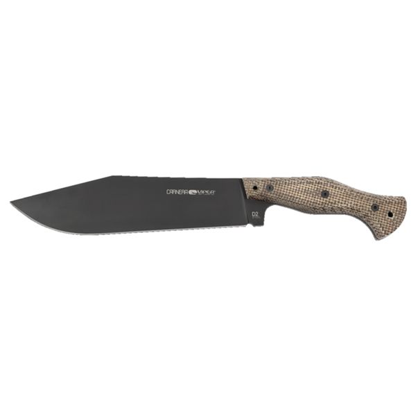 VIPER, CARNERA, KNIFE, AISI D2 BLACK PVD COATING bld, BROWN CANVAS MICARTA hdl, CORDURA® SHEATH