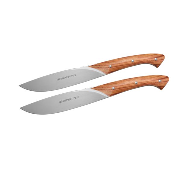 VIPER, FIORENTINA, STEAK KNIFE, NITRO B/440A bld, TULIP WOOD hdl, 2 PIECES GIFT BOX