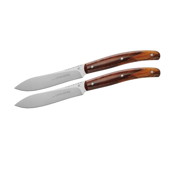 VIPER, COSTATA DROP POINT, STEAK KNIFE, NITRO B/440A bld, COCOBOLO/PAU SANTO WOOD hdl, 2 PIECES GIFTBOX