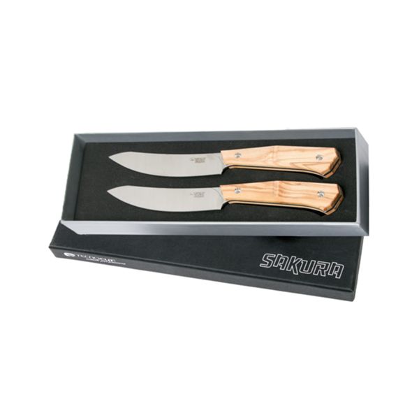 VIPER, SAKURA SERIES, STEAK KNIFE, BUDERUS NITRO B bld, OLIVE WOOD hdl, 2 PIECES GIFT BOX