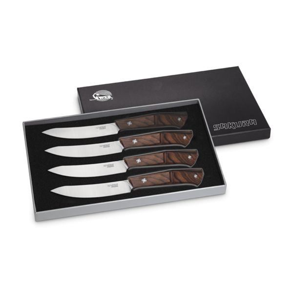 VIPER, SAKURA SERIES, STEAK KNIFE, BUDERUS NITRO Bbld, ZIRICOTE WOOD hdl, 4 PIECES GIFT BOX